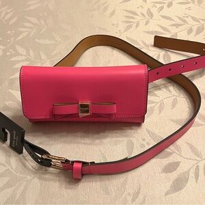 Kate Spade Leather Adjustable Belt Bag Waist Fanny Pack Hot Pink New NWT $98